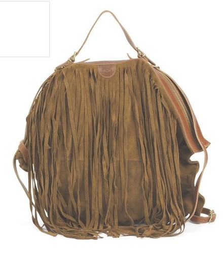 NWT   IL Bisonte TALAMONE Suede Fringe Backpack CONVERTIBLE  W. Di Filippo