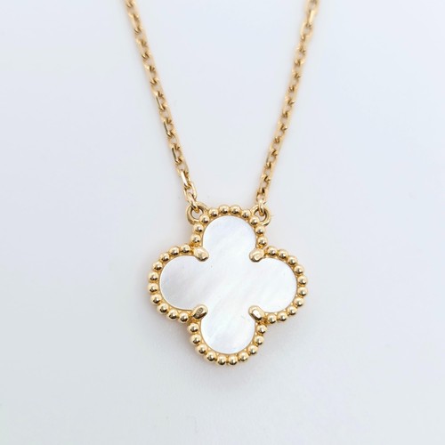 Van Cleef & Arpels Vintage Mother of Pearl Alhambra Pendant, 18k Yellow G