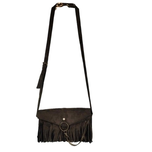 Borsa a tracolla Steve Madden verde finta pelle scamosciata boho borsa con dettaglio catena festival