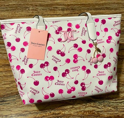 Borsa Juicy Couture bianca borsetta tote bag borsa da trasporto modello ciliegia