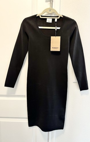 Abito in maglia tubino nero maniche lunghe BURBERRY nuovo con etichetta originale  XS