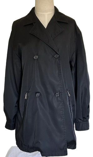 Giacca trench vintage PRADA Milano nero donna 38 doppiopetto