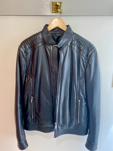 Versace Giacca Bomber Uomo Pelle  L  Nero  Ottime Condizioni