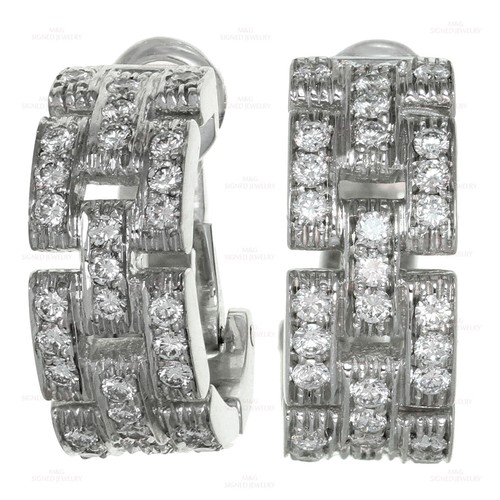 CARTIER Maillon Panthere Diamond 18k White G Wrap Earrings Box