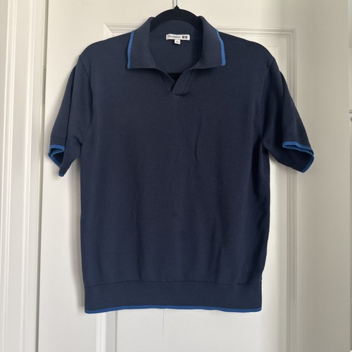 Uniqlo x JW Anderson Knit Navy Blue Polo Shirt Mens Size Small