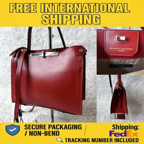 GIANNI CHIARINI Flow 2way Shoulder Bag Red   Leather   Japan Exclusive   U
