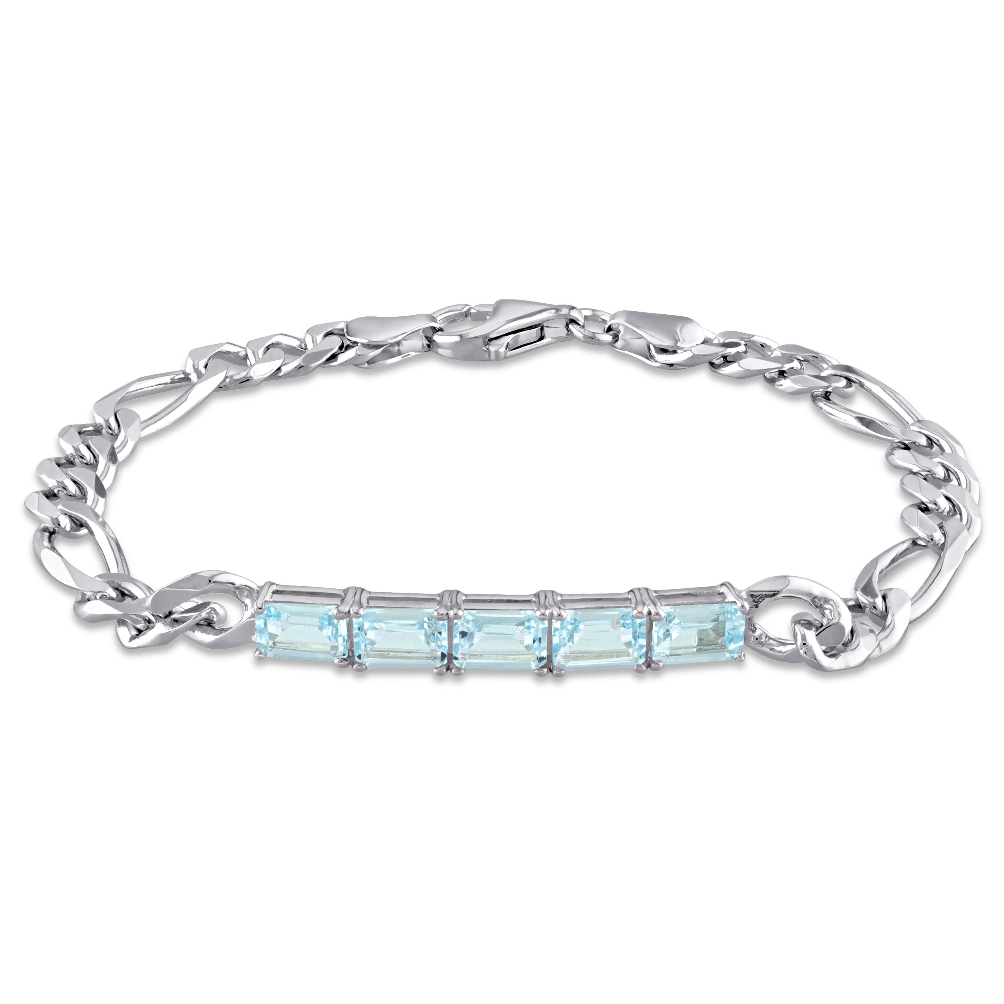 2313 3 1 2 CT TGW Sky Blue Topaz Birthstone Link Bracelet in Sterling Silver