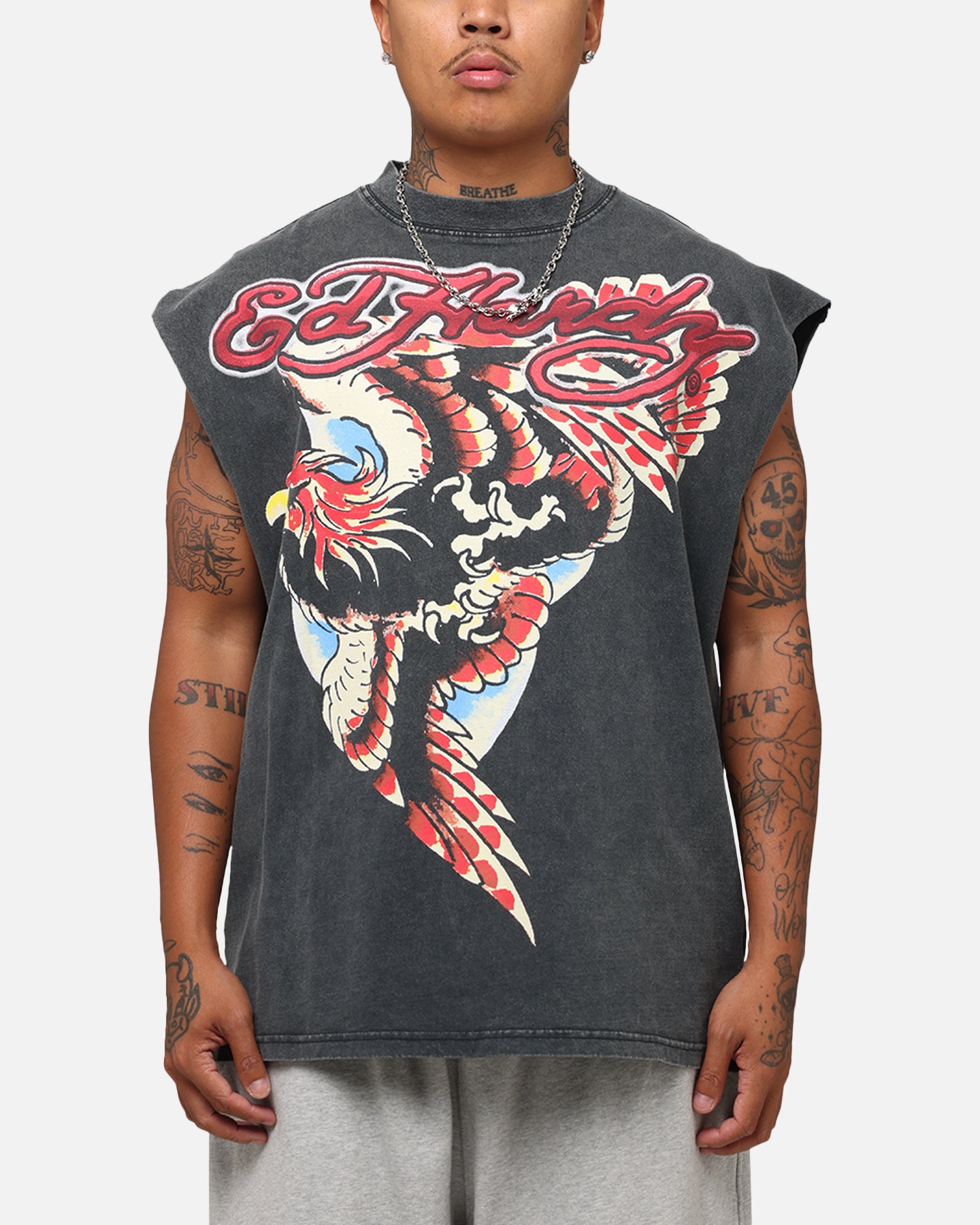 Ed Hardy Eagle Motor Muscle T Shirt Black