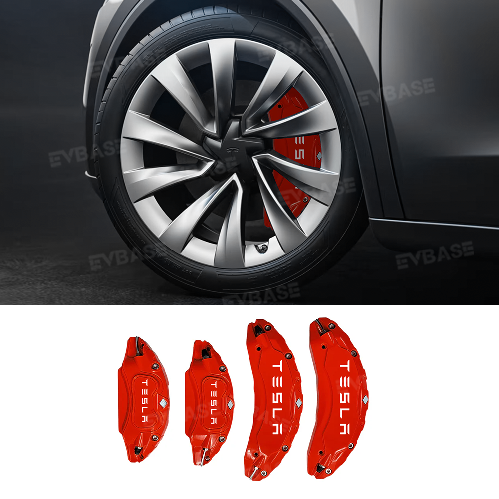 EVBASE PREMIUM EV&TESLA ACCESSORIES Model Y Juniper Brake Caliper Cover Set Performance Look Caliper Protector Precision Bolt On