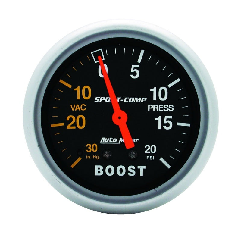 Autometer Sport Comp 2 5/8in 30 IN HG/20 PSI Mechanical Boost/Vacuum Gauge
