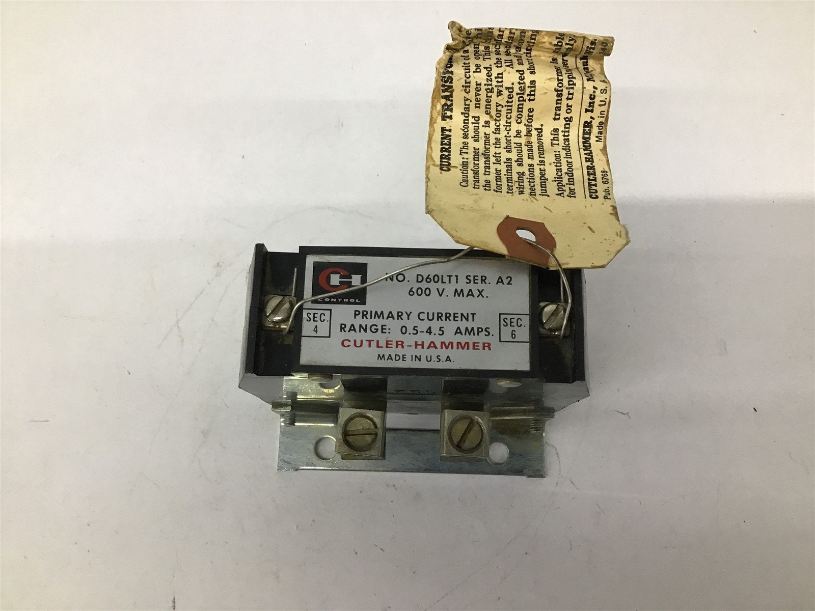 BME BEARINGS AND SURPLUS Cutler Hammer D60LT1 Ser A2 600V Max Range 0.5 4 5 Amps