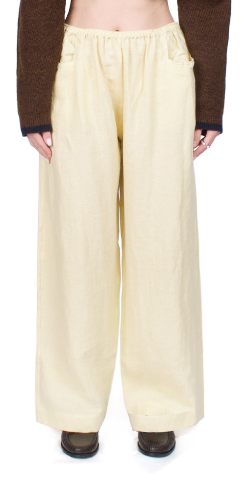 DEIJI STUDIOS Linen Square Pocket Pant Butter Yellow