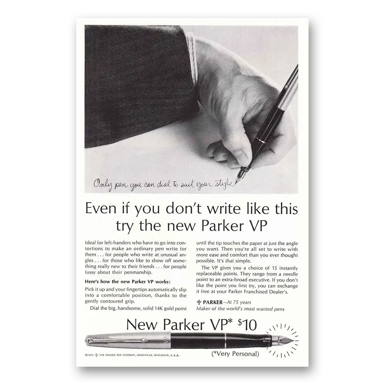 RELICPAPER 1963 Parker VP Pen Print Ad   Write Like This