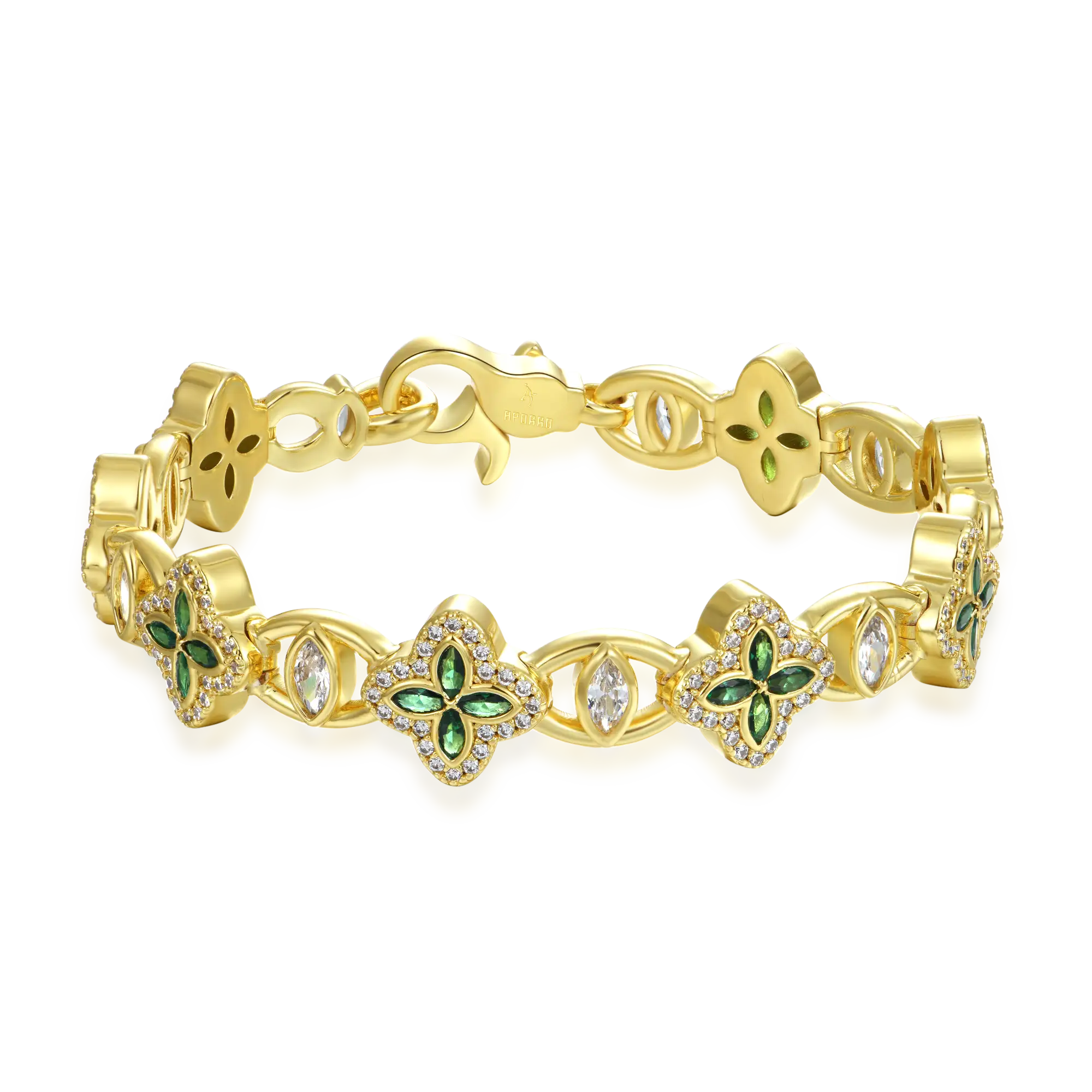 APORRO Women's Iced Clover Eyes Blessing Bracelet