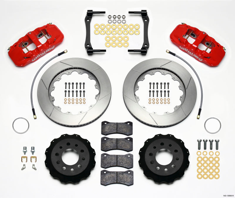 Wilwood AERO4 Rear Kit 14.25in Red 2014 Up Corvette C7 w/Lines
