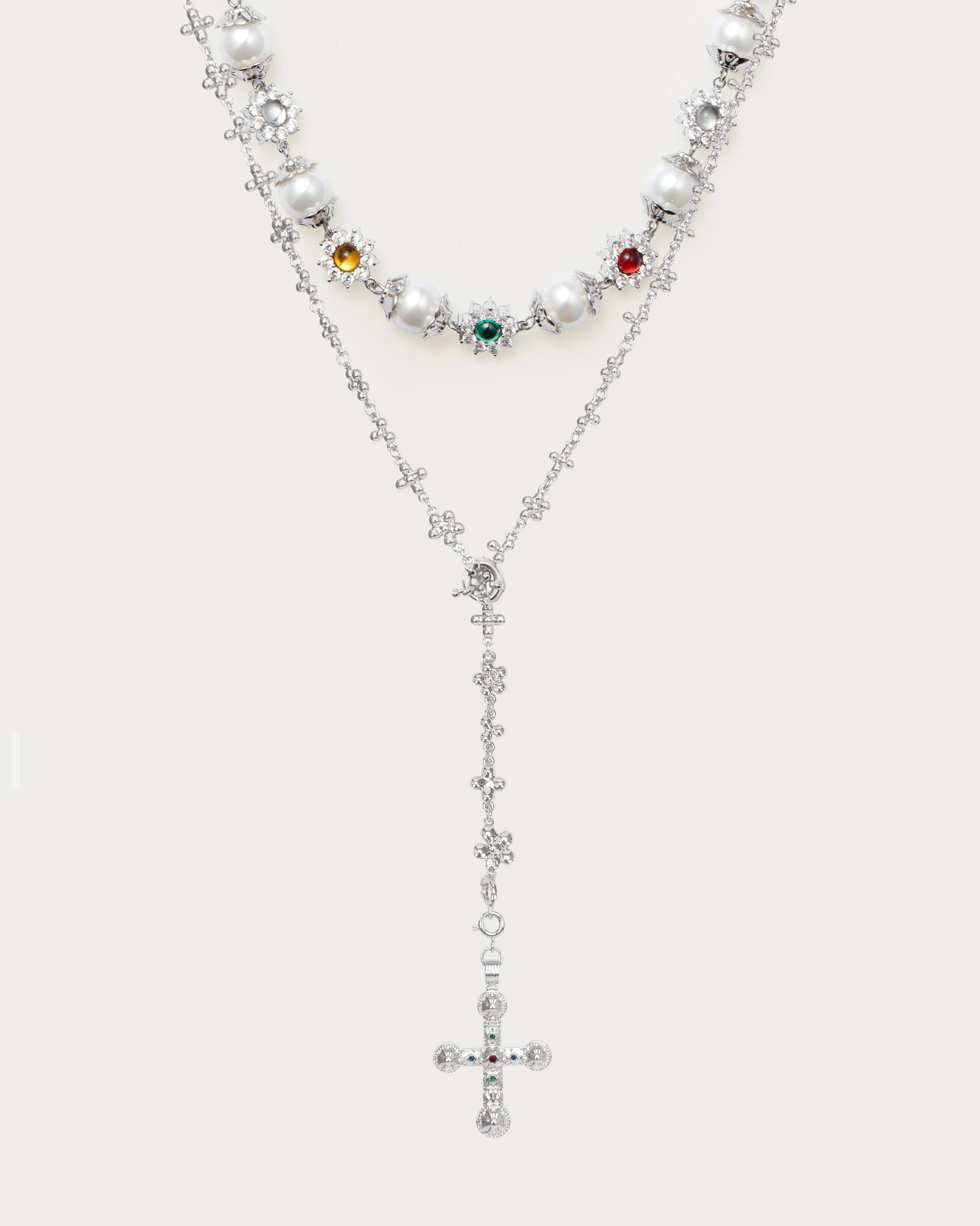 KOLEENDIAZ Daisy Molecule Necklace Set in Silver