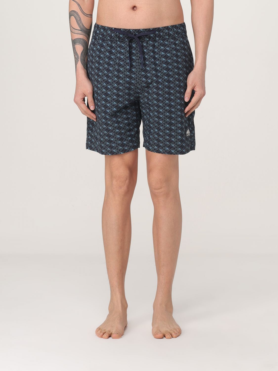 MOOSE KNUCKLES Geometric Print Swim Trunks
