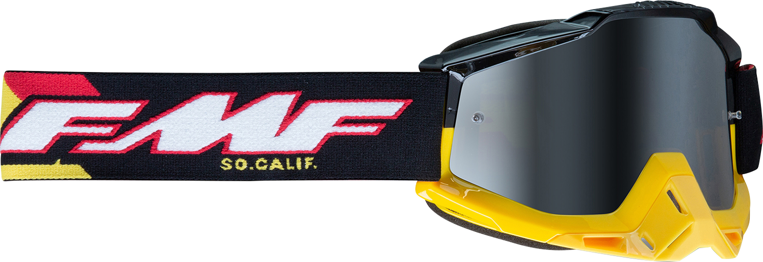 FMF PowerBomb Goggles   Speedway   Black/Yellow/Red/White   Silver Mirror F 50037 00013