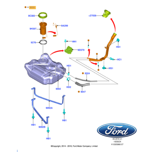 ✅ AV61 9032 BJ 2041001 2308050 FORD   TUBO RIEMPIMENTO CARBURANTE