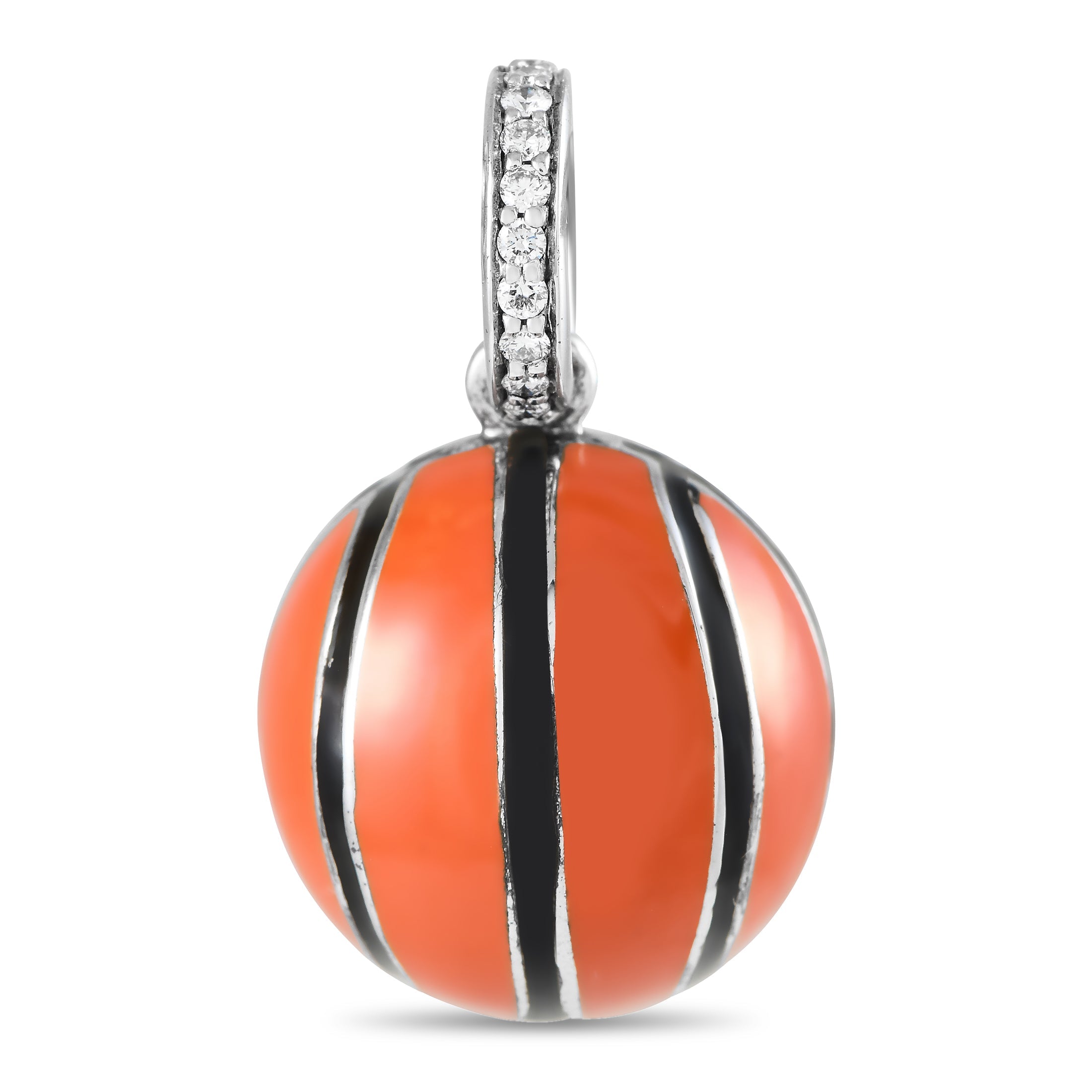 Aaron Basha 18k White Gold Diamond Enamel Basketball Charm AB49 111324