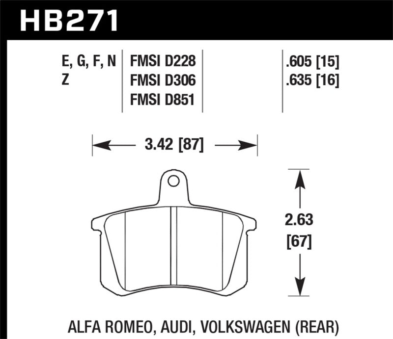 HAWK PERFORMANCE Hawk 90 91 Audi Coupe Quattro / 93 95 Audi 90 HPS Rear Brake Pads