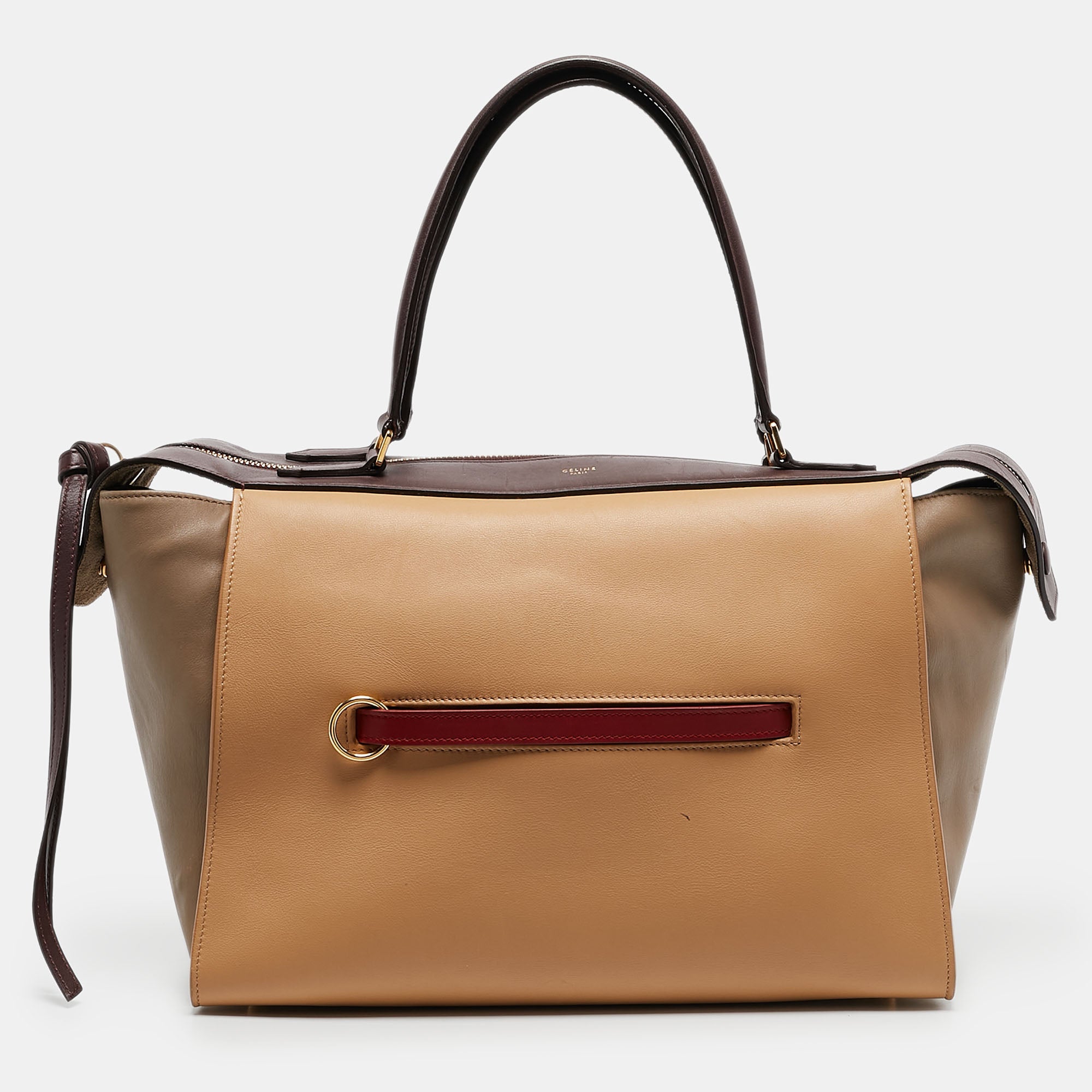 2613 Celine Tricolor Leather Small Ring Satchel