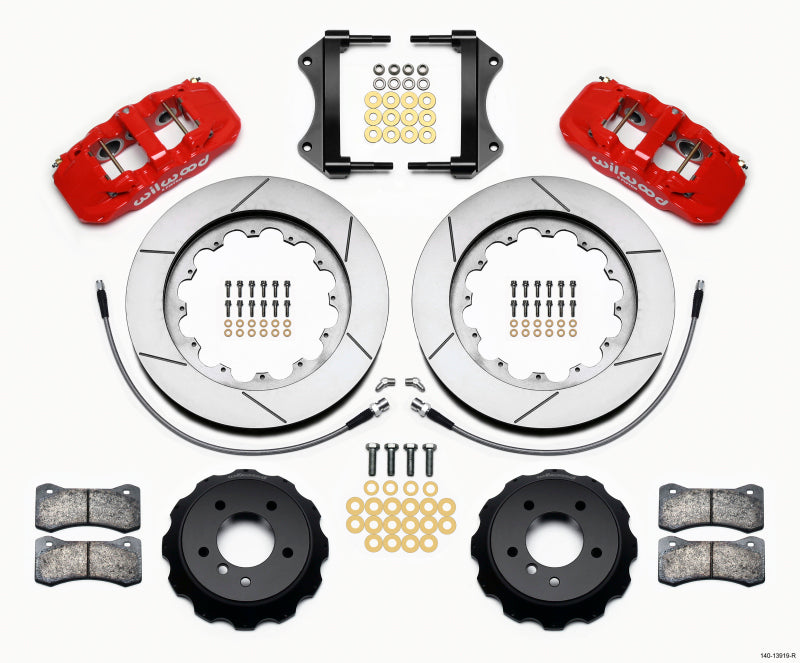 Wilwood AERO6 Front Hat Kit 15.00 Red 2007 2011 BMW E90 Series w/Lines