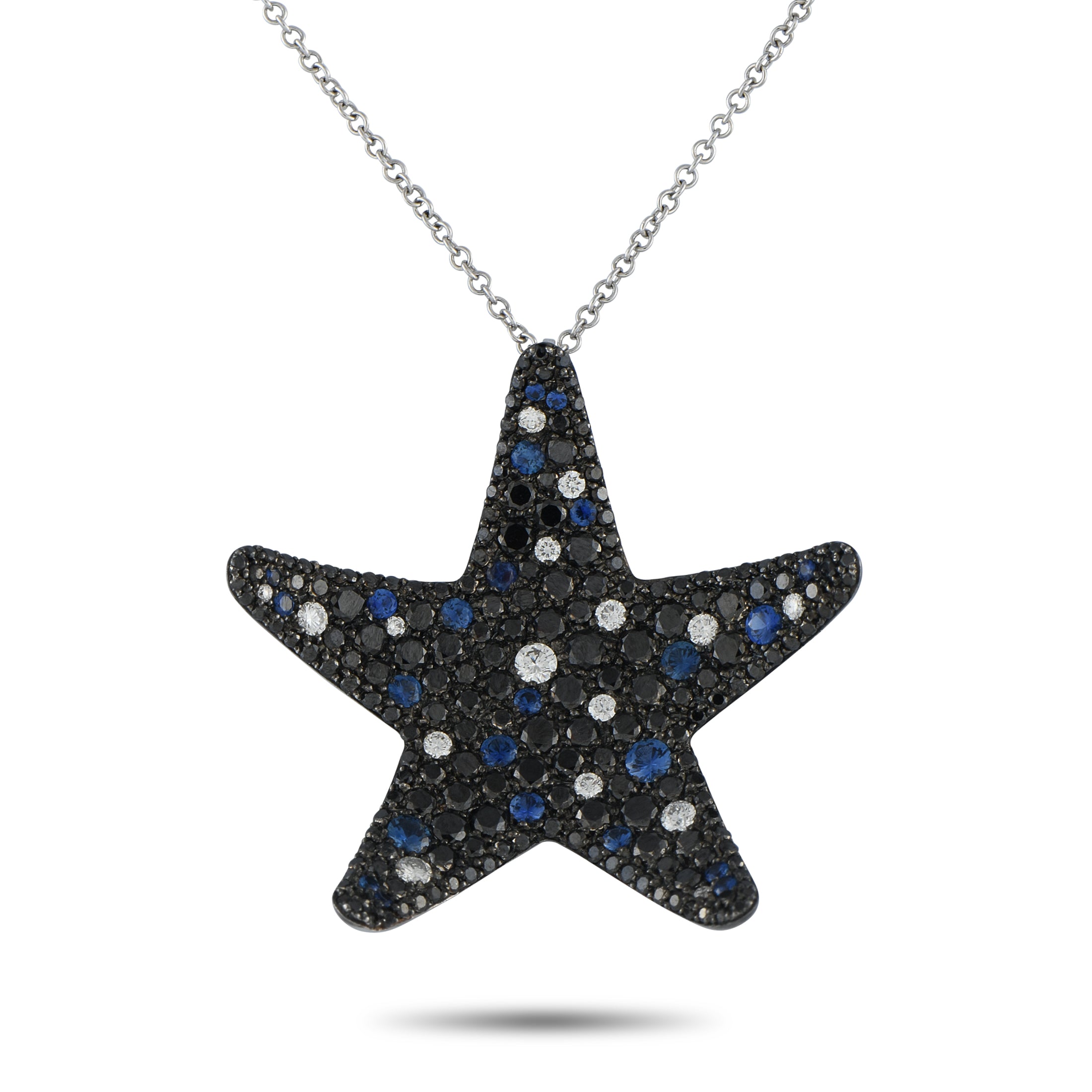 2269 Pasquale Bruni 18K White Gold 3.07ct Diamond and Sapphire Pendant Necklace PB45 020525