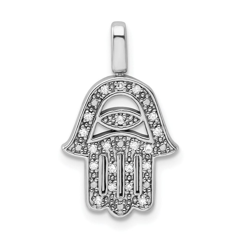 2864 Sterling Silver 0.2ct. Black & White  Diamond Reverible Hamsa Pendant