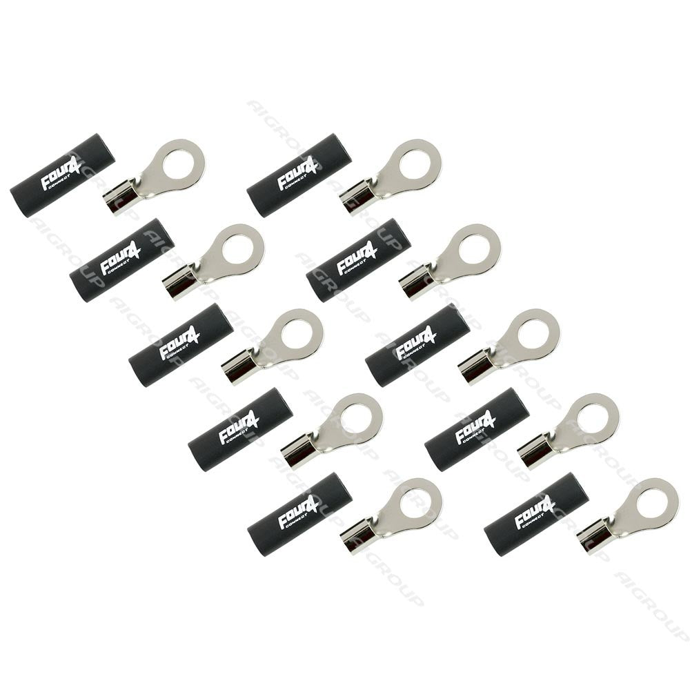 FOUR Connect 4 690961 M8 ring connector 10mm2, 10x black