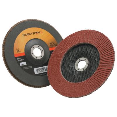3M™ Cubitron II Flap Disc 967A, 7 in, 80 Grit, 7/8 in Arbor, 8,600 rpm, Type 27, 051141 55613