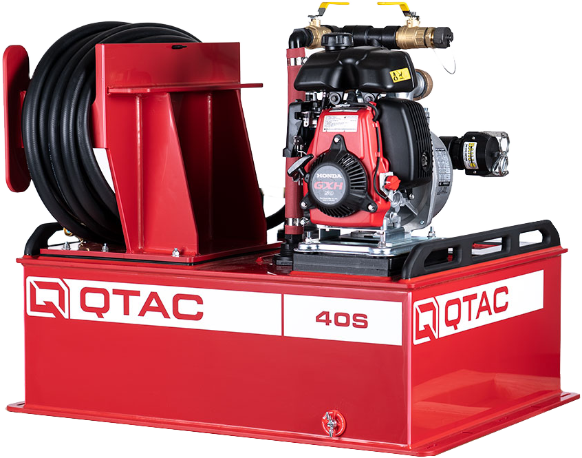 QTAC 40S UTV Firefighting Skid   40 Gallon Tank, 2.2HP Honda Engine, 73 GPM, 3/4" x75' Hose, Brass Bulls Eye