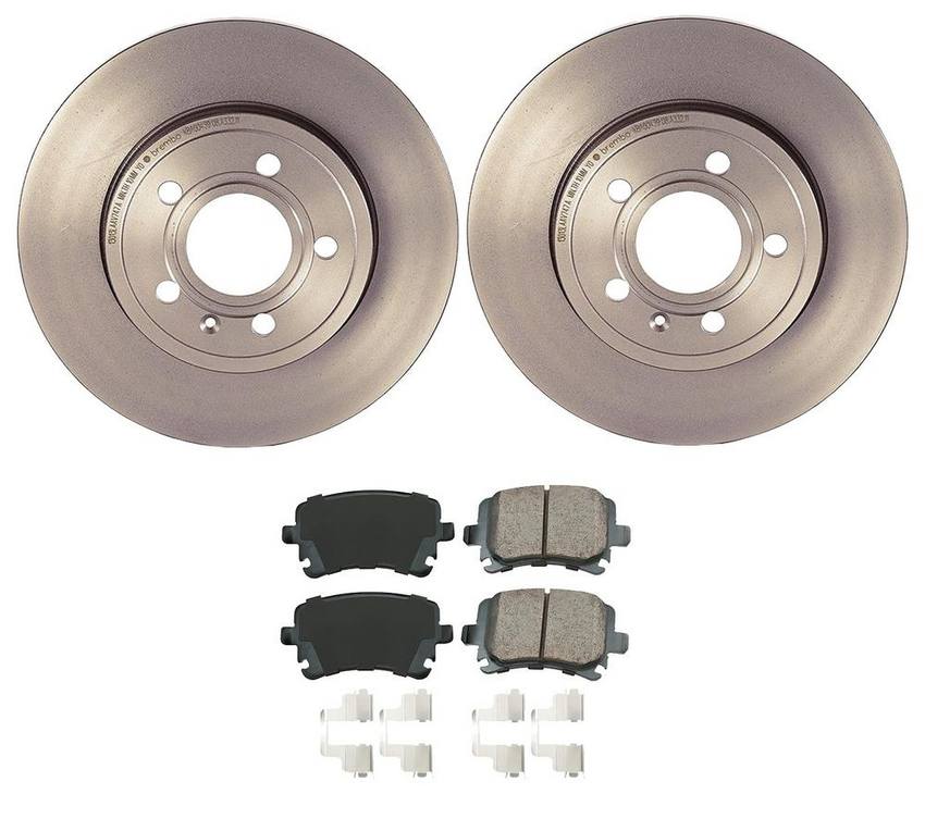 Audi Disc Brake Pad and Rotor Kit – Rear (288mm) (Ceramic) (EURO) 8E0698451J – Akebono Euro Ultra Premium 4119835KIT