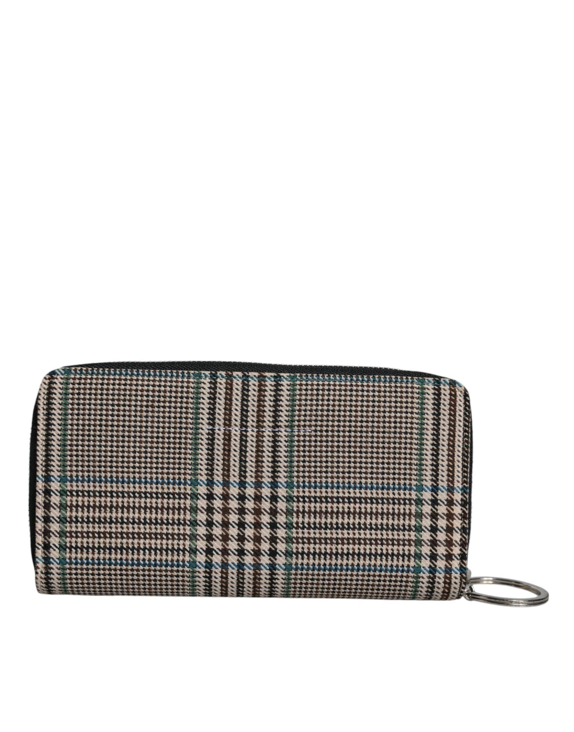 MM6 Maison Margiela Multicolor Houndstooth Continental Zip Around Clutch Pung