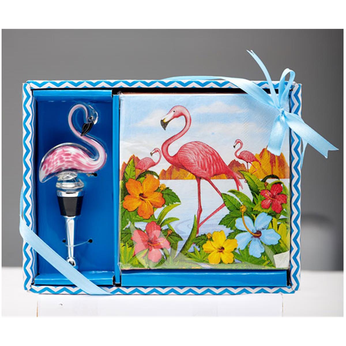 2297 LS Arts HS 072 Napkin & Stopper Set   Flamingo