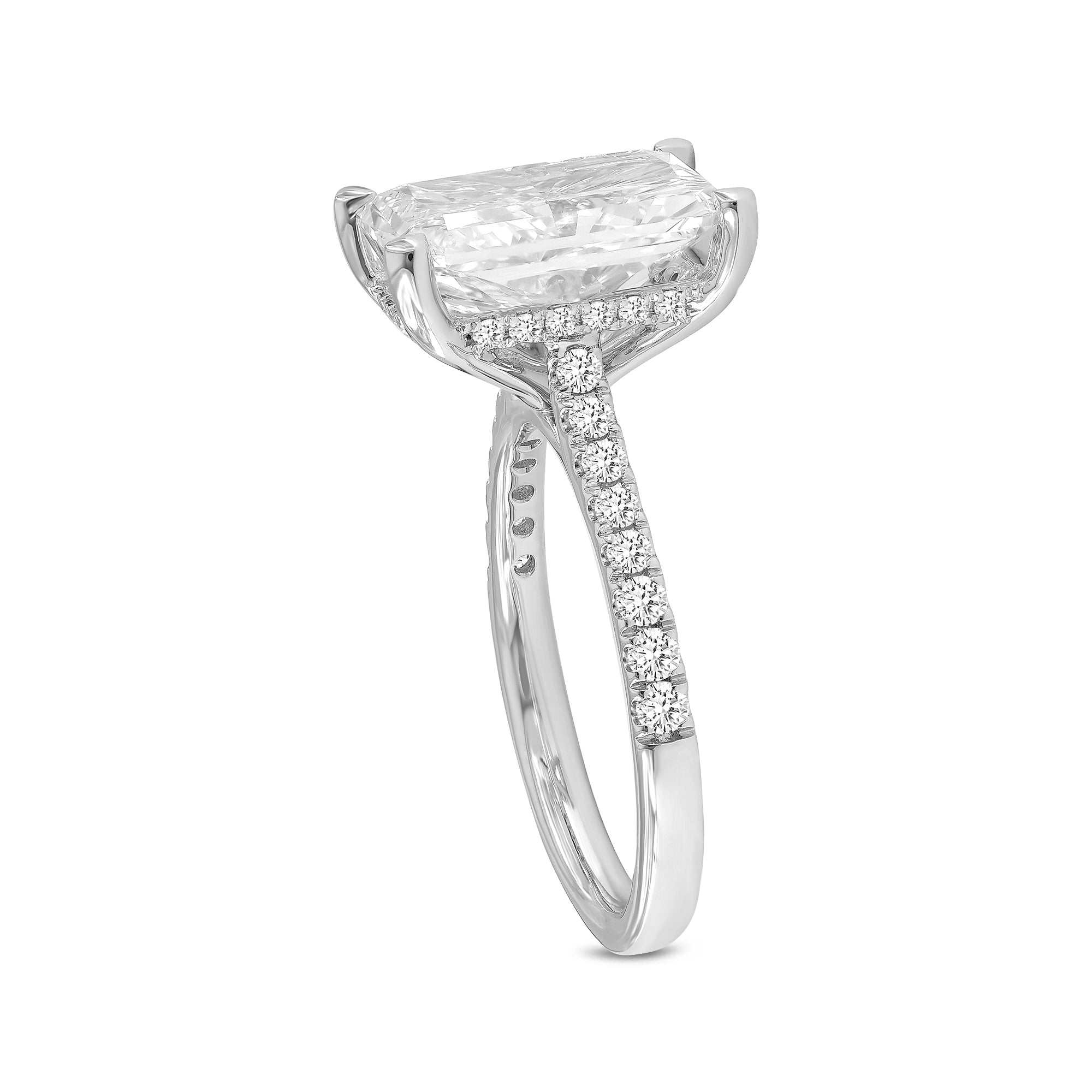 3939 Maia 14K Gold Radiant Cut Lab Grown Diamond Hidden Halo Engagement Ring   5.46 Ct