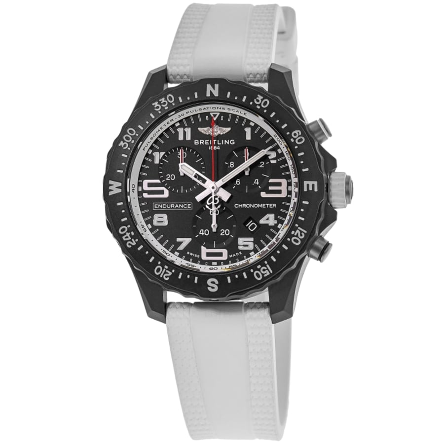 2818 Breitling Endurance Pro 38 Quartz Chronograph Black Dial Breitlight White Rubber Strap Unisex Watch X83310A71B1S1