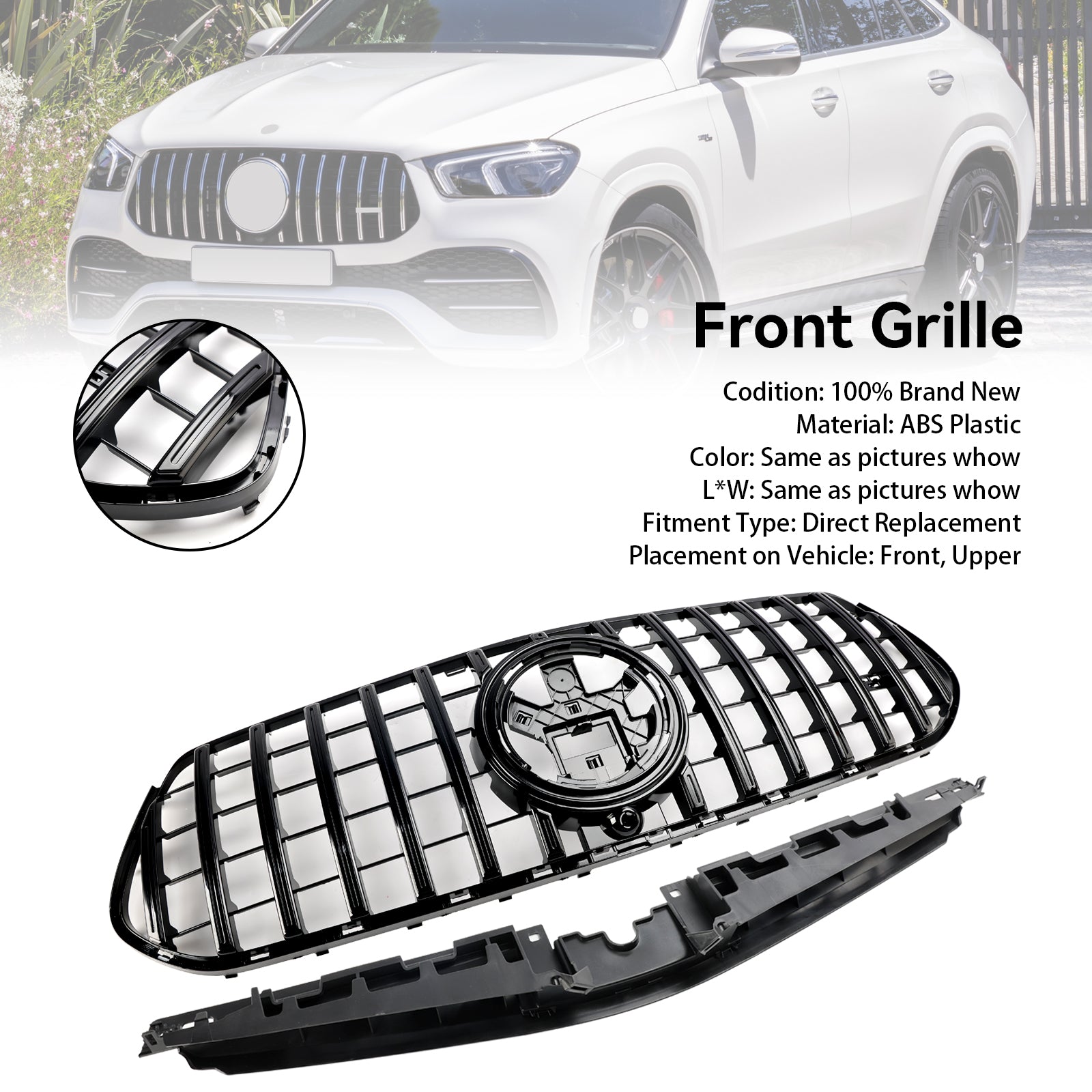 VIPIH Front Bumper Grill Grille Fit Mercedes Benz W167 GLE350 GLE450 AMG Line 2024