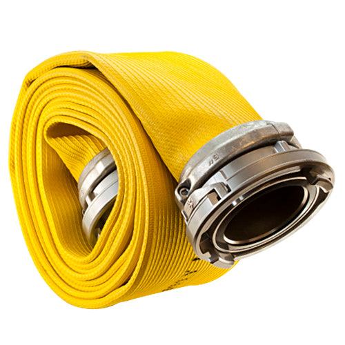FIREHOSEDIRECT Yellow 5" x 25' Pro Flow Rubber Hose (Storz Couplings)