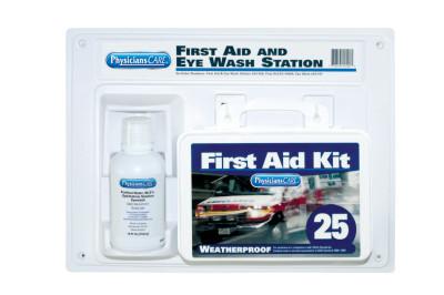 First Aid Only® First Aid Kit and Eye Wash Station, 16 oz, 25 Person, 24 500