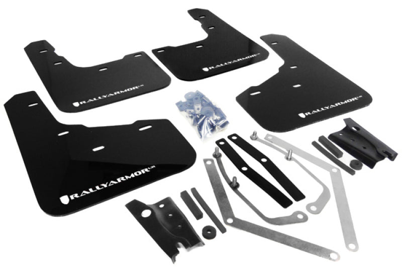 Rally Armor 13 19 Ford Fiesta ST Black UR Mud Flap w/White Logo