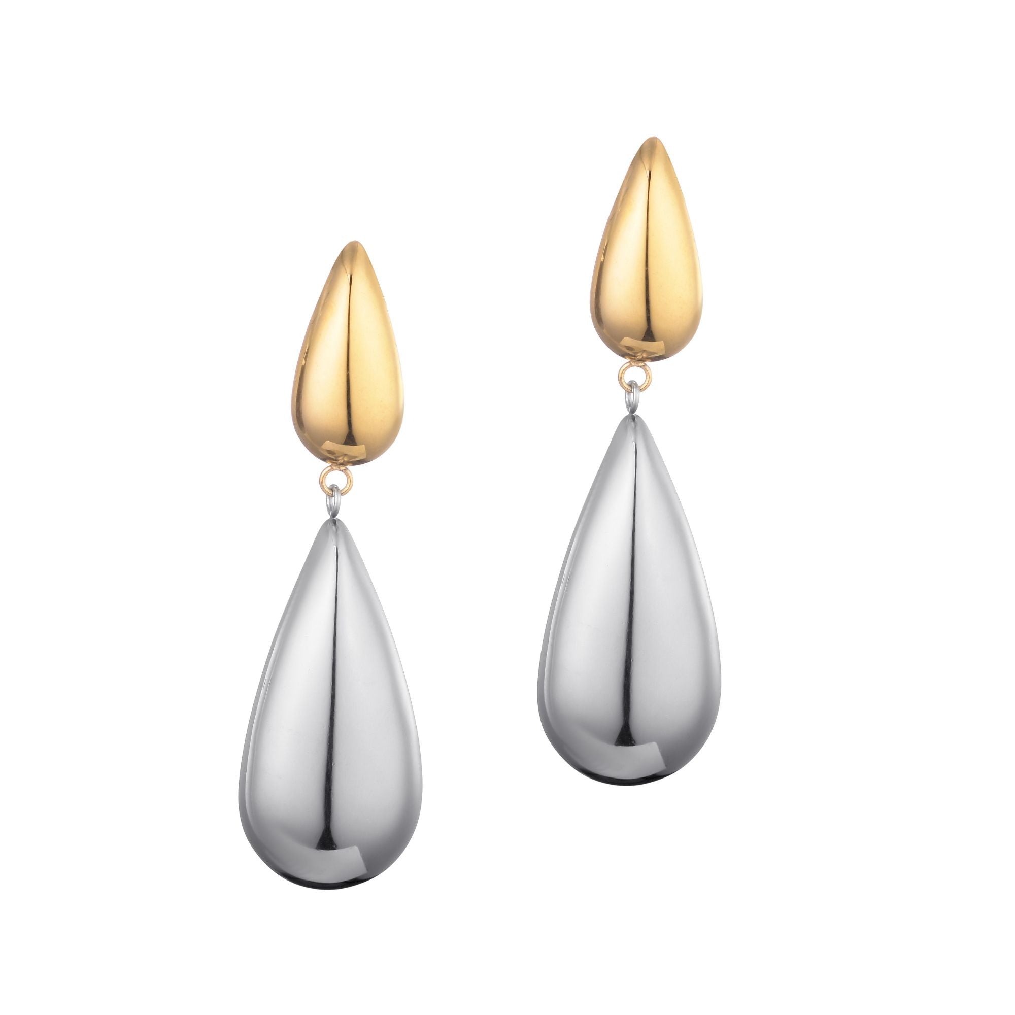 2018 14k Gold and Silver Plated Mixed Metal Teardrop Drop Earrings