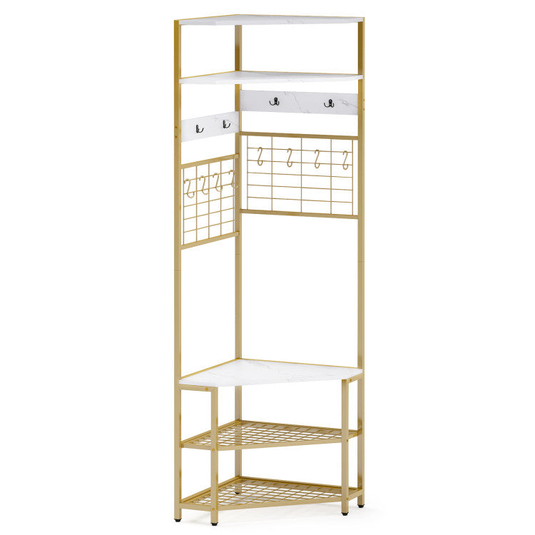 2736 Hivvago 5 Tier Corner Hall Tree with Shoe Storage Bench