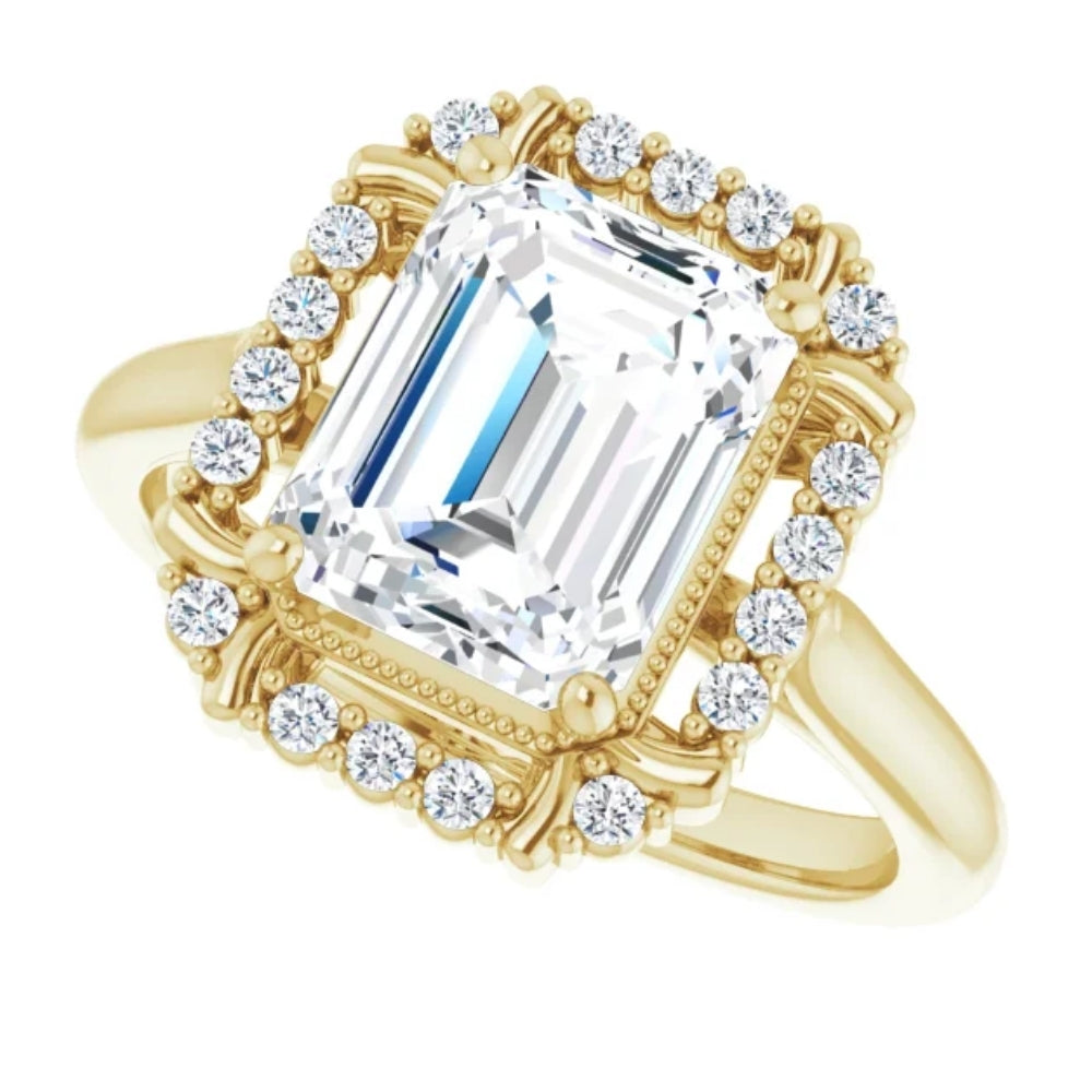 2007 4 1 4 Ct Emerald Moissanite & Diamond Engagement Ring White Yellow or Rose Gold