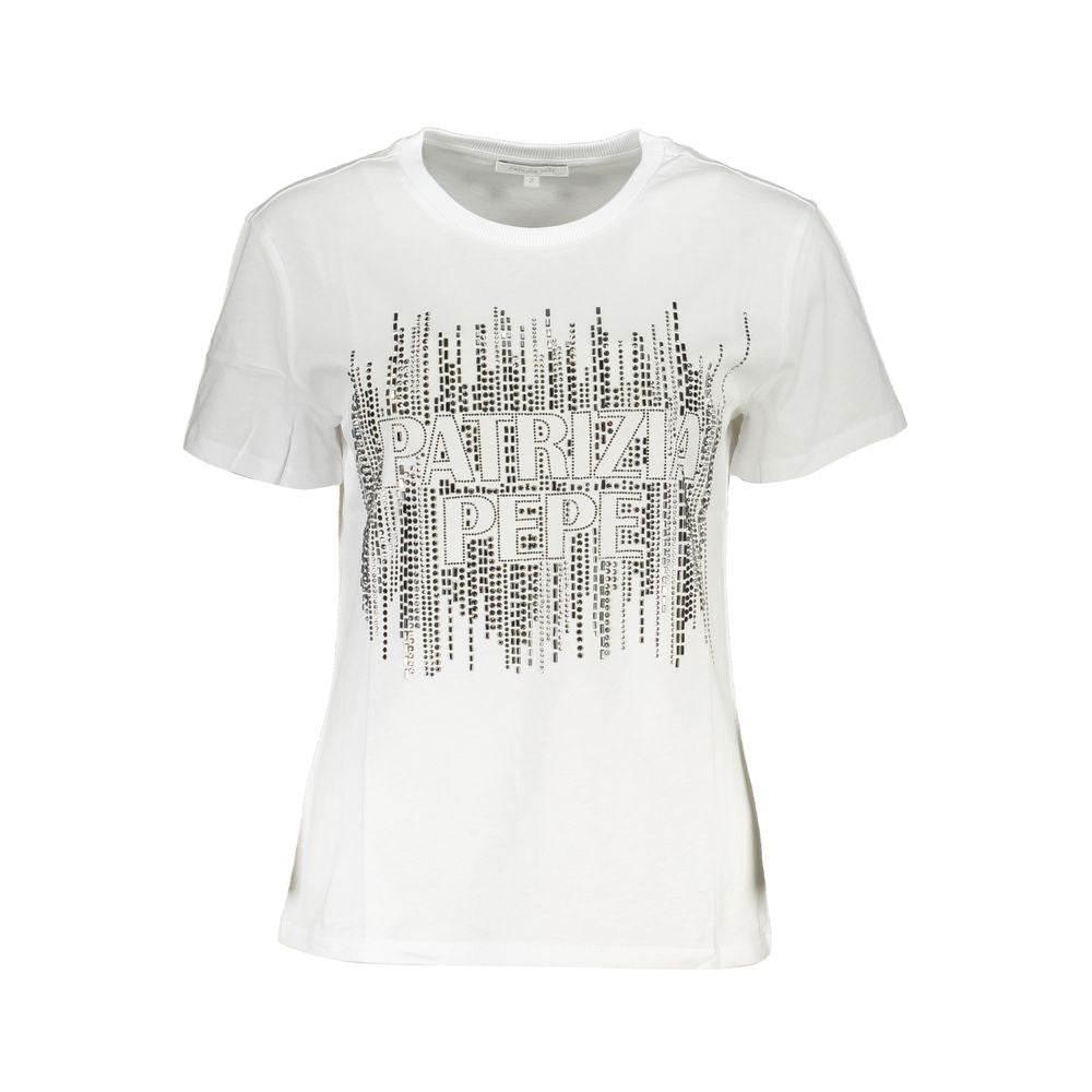 Patrizia Pepe Elegant kortærmet T shirt med rund hals og logo
