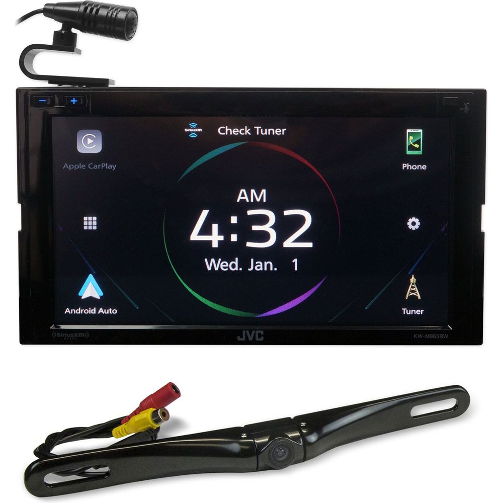 JVC KW M865BW 6.8" Bluetooth Wireless Car Play and Android Receiver+Backup Cam