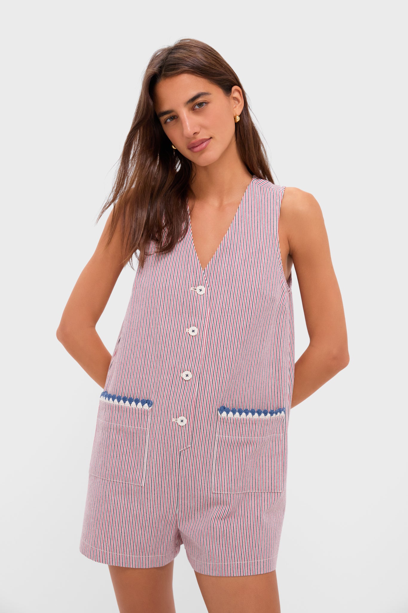 TUCKERNUCK Red and Blue Stripe Myla Romper