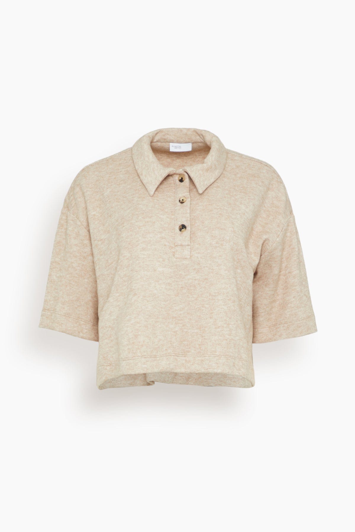 ROSETTA GETTY Cropped Oversized Polo in Beige
