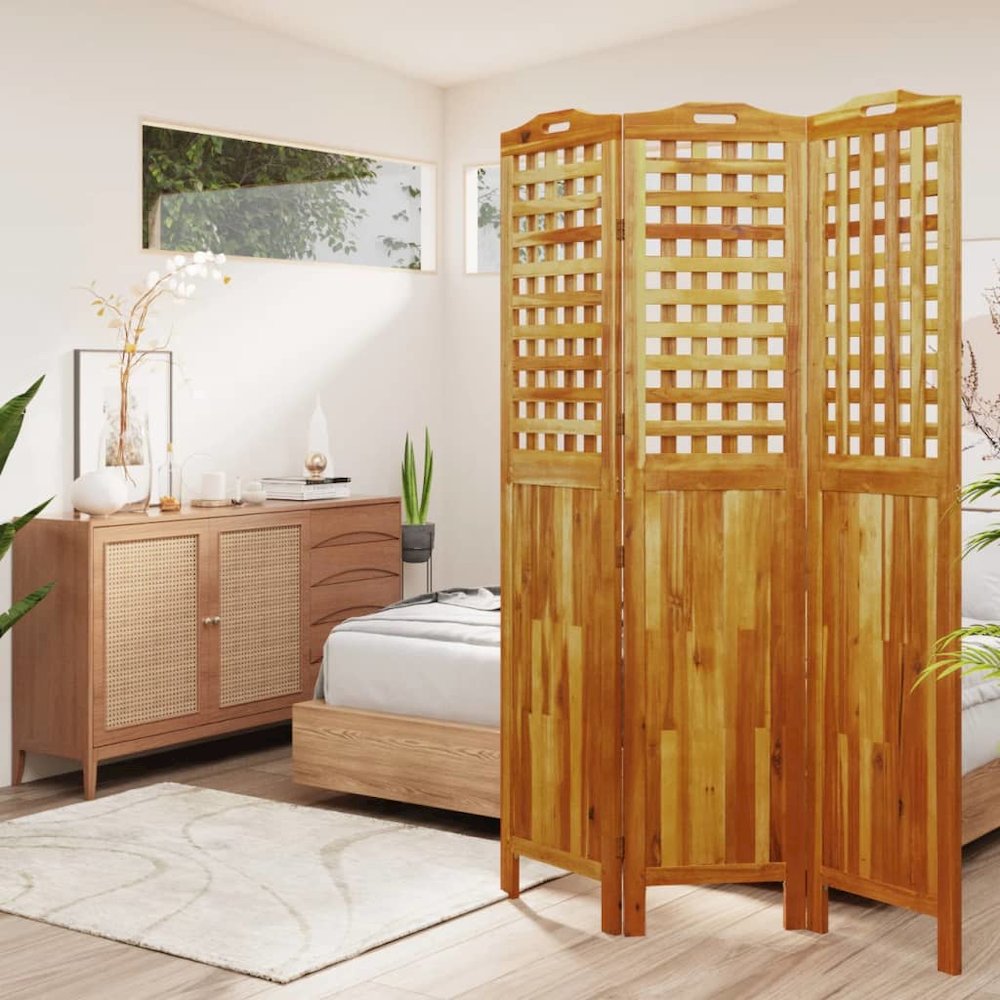 2736 3 Panel Room Divider 47.8"x0.8"x70.9" Solid Wood Acacia