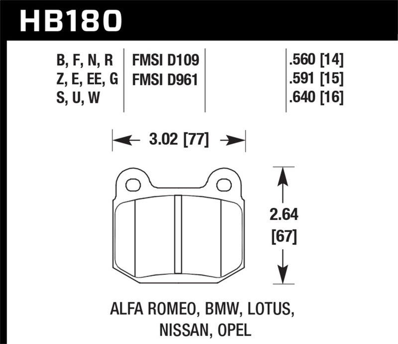 HAWK PERFORMANCE Hawk 03 06 Evo / 04 09 STi / 03 07 350z Track DTC 60 Race Rear Pads